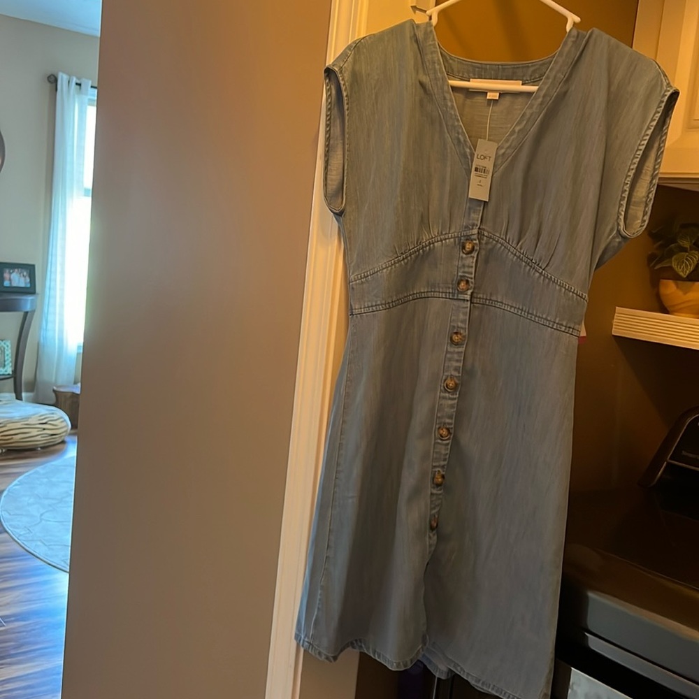 Loft petite denim dress, size 2P, nwt